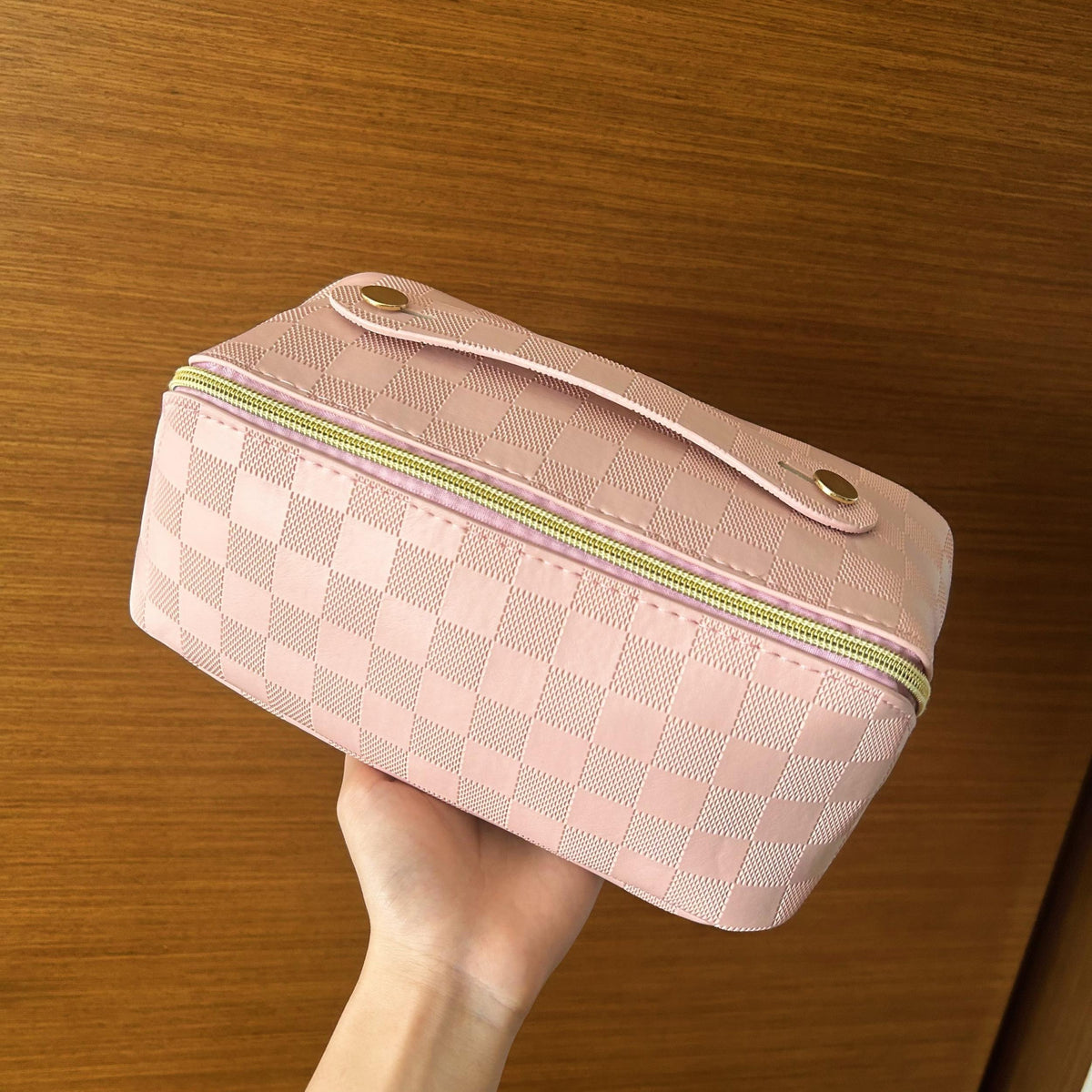 Portable Toiletry Bag for Women Travel PU Leather Cosmetic Bag Large Organizer