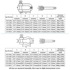 Stainless Steel D Shape Bow Load Shackle M4 12 7 81 M5 7 62