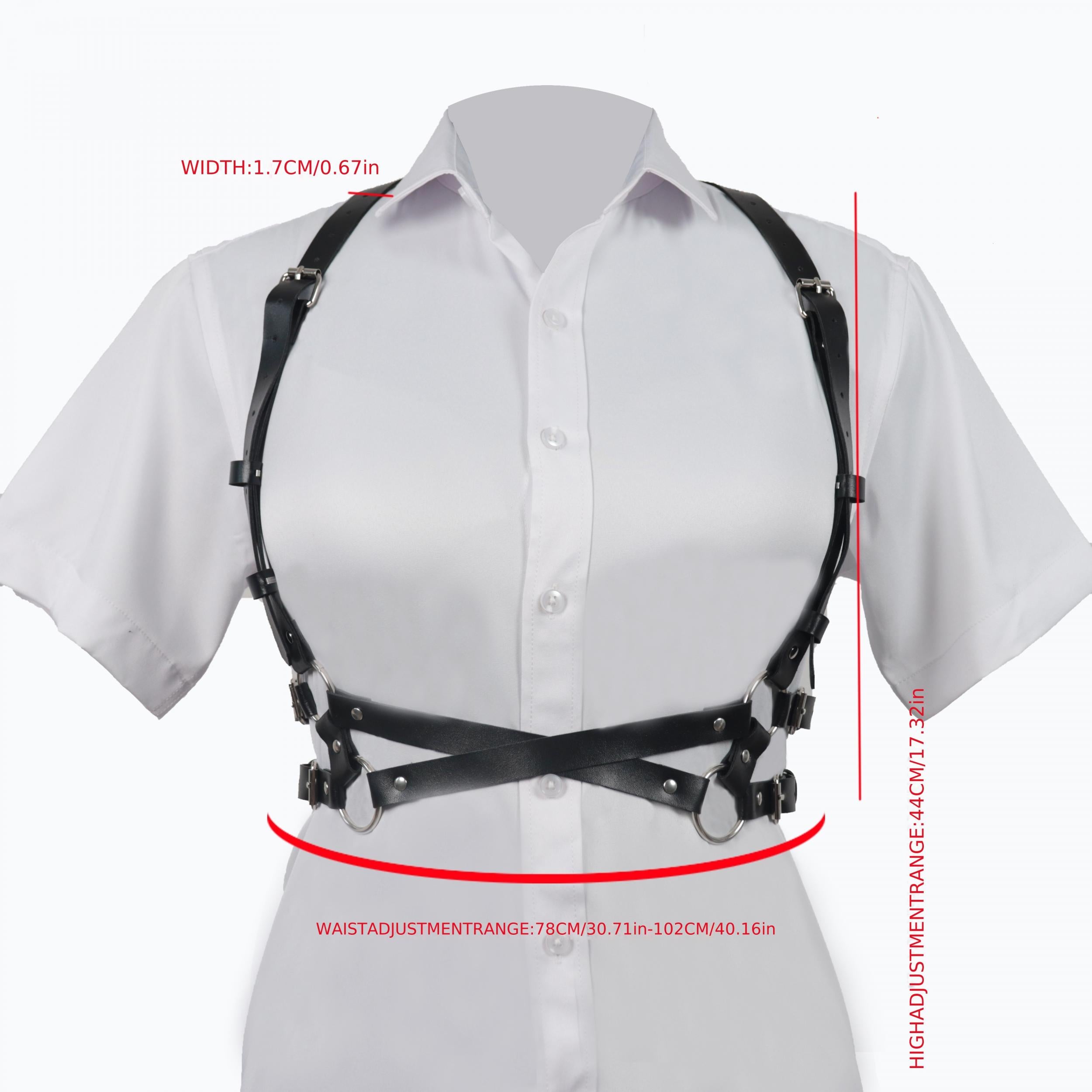 Double Layer Crossed PU Leather Body Harness Belt