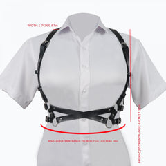 Double Layer Crossed PU Leather Body Harness Belt