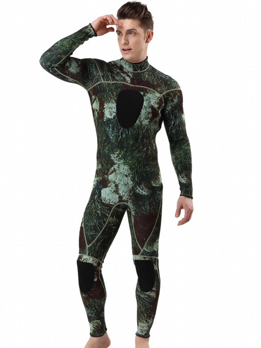 3mm Men's Skinny Fit Diving Suit Camouflage Long Sleeve Sun Protection