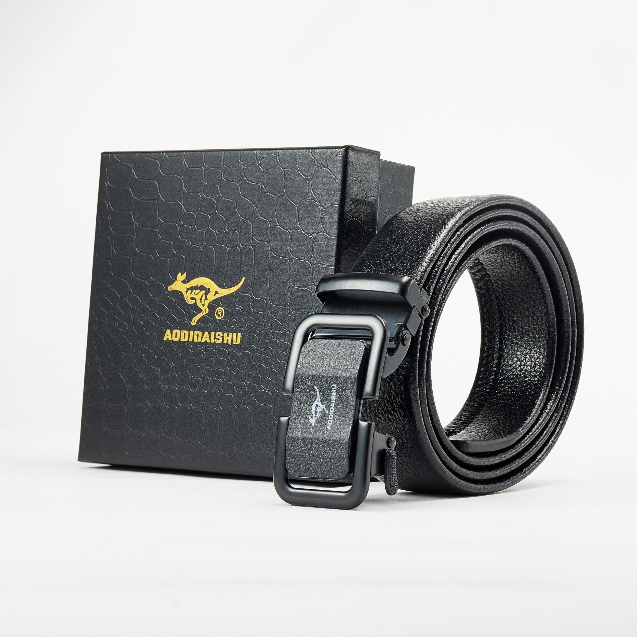 ADDIDAISHU Men's Business Automatic Buckle PU Leather Belt