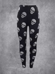Skull Print Skinny Leggings Gothic Stretchy Leggings