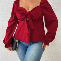  Lantern Sleeve Sweetheart Neck Peplum Top