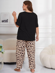  Leopard Print Tee & Pants Lounge Set