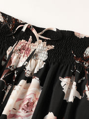 Women's Plus Floral Print Drawstring Wide Leg Pants