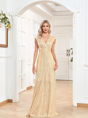 Sequined V Neck Maxi Dress for Cocktail Party
