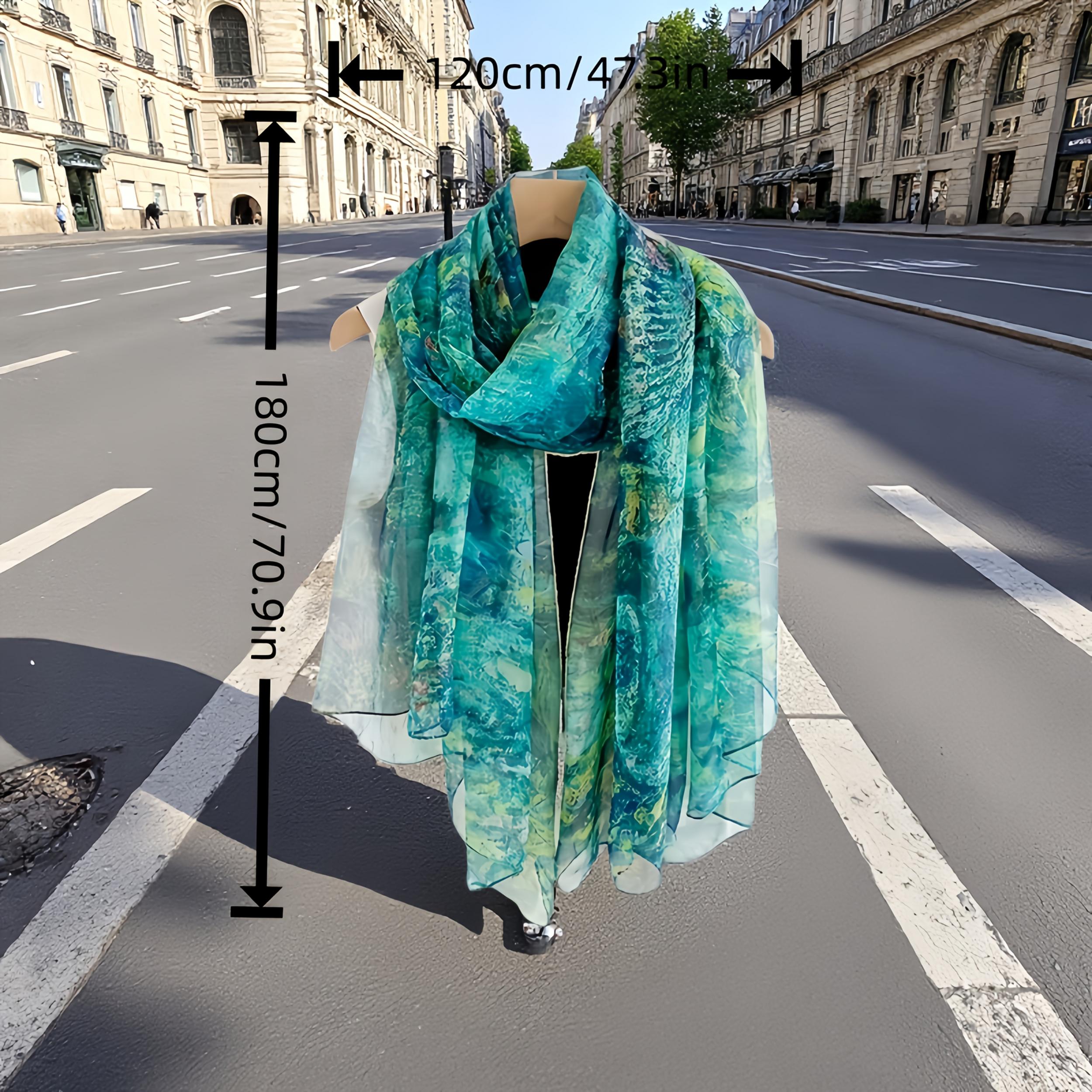 Yourou Semi Transparent Green Field Scarf 180x120cm