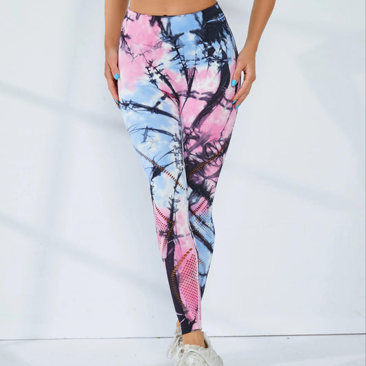 High Waist Tie Dye Yoga Leggings Slim Fit Sports Fitness Pants