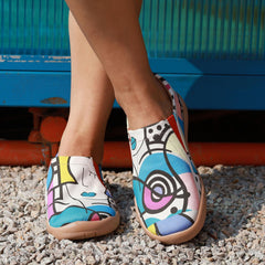 Women's Beauty Printed Shoes Round Toe Slip On Low Canvas Light Shoes