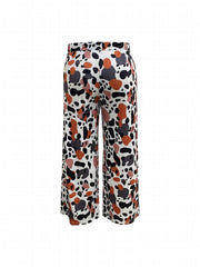  Contrast Cow Pattern High Rise Wide Leg Trousers