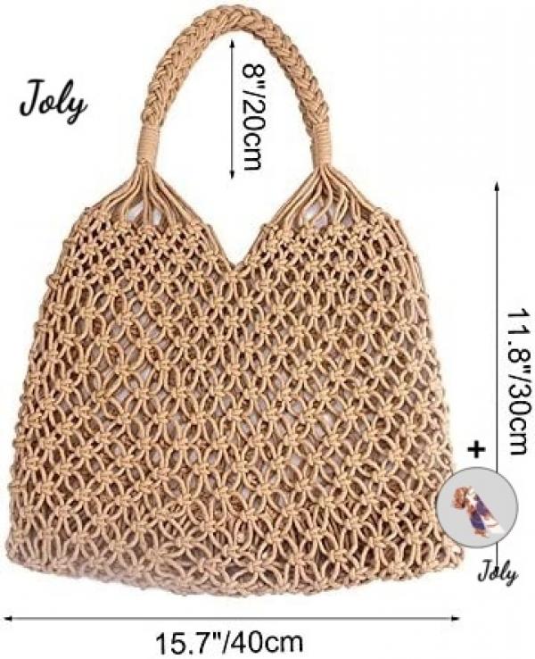 Women's Straw Beach Handbag Large Capacity Net Rope Bag