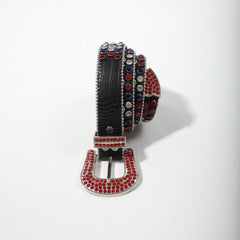 Rhinestone Inlaid Belt Punk PU Leather Cowboy Cowgirl Belt Unisex