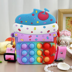 Girls Silicone Messenger Bag Coin Purse Children's Pop Fidget Toy Bag