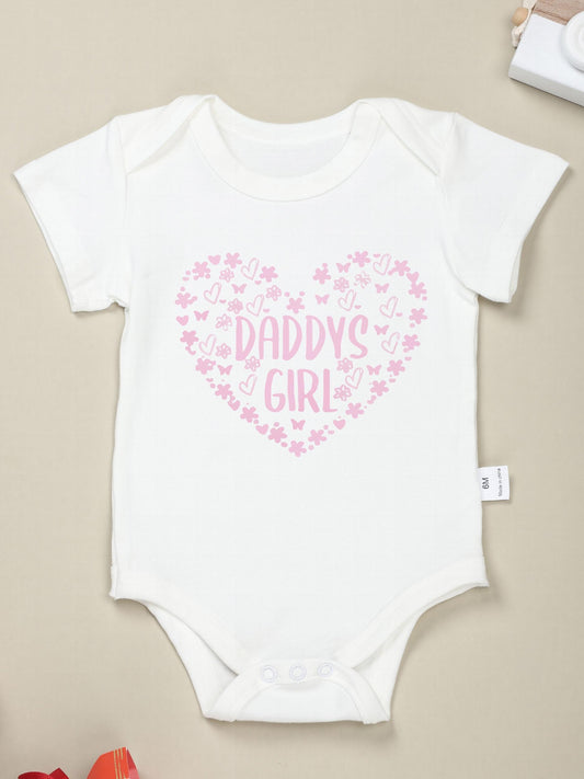 Baby Girls Daddy s Girl Heart Print Short Sleeve Cotton Onesie