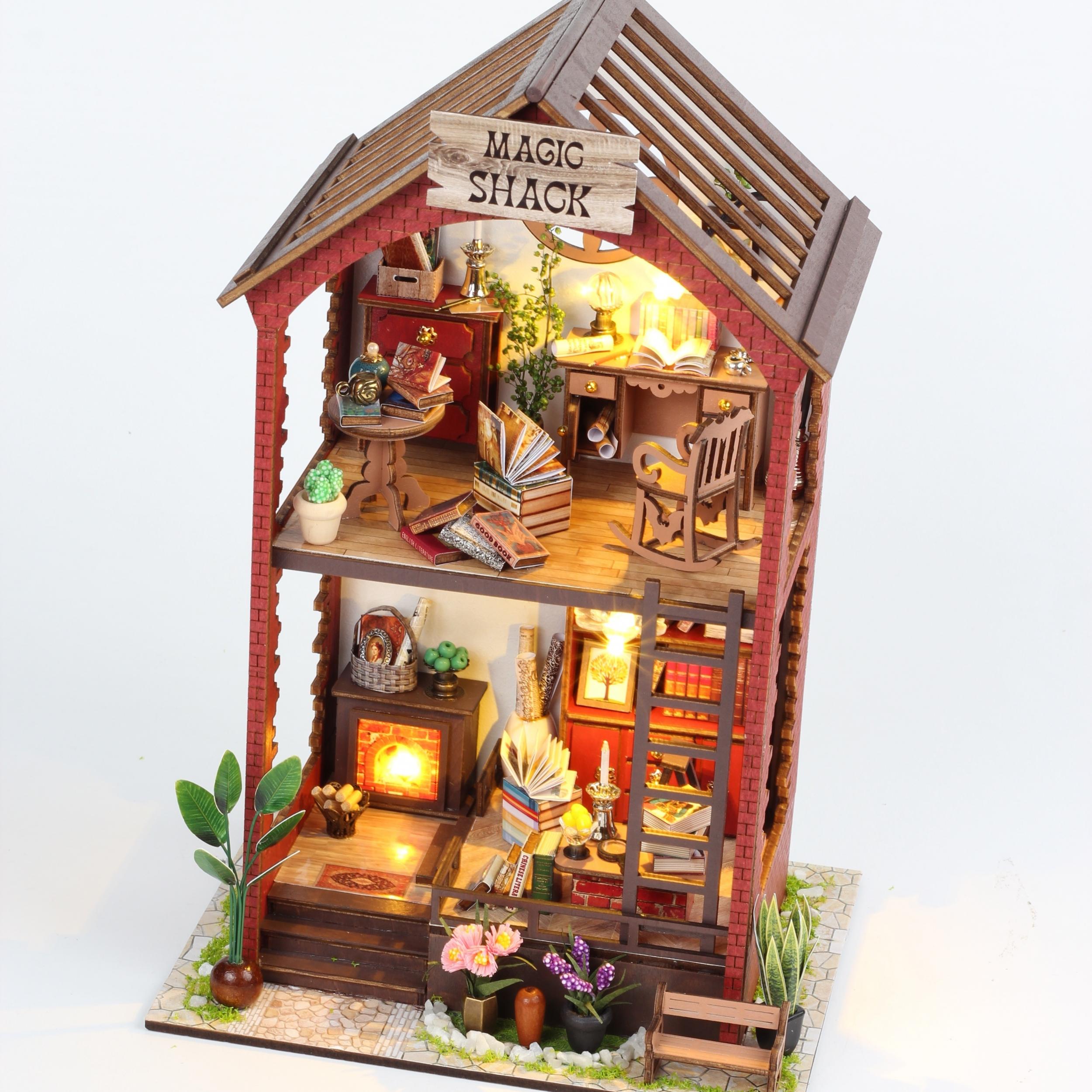 DIY Tiny House Kit Magic Book Store Crafts Gift For Adults Model Building