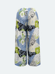  Colorblock Floral Print Wide Leg Trousers