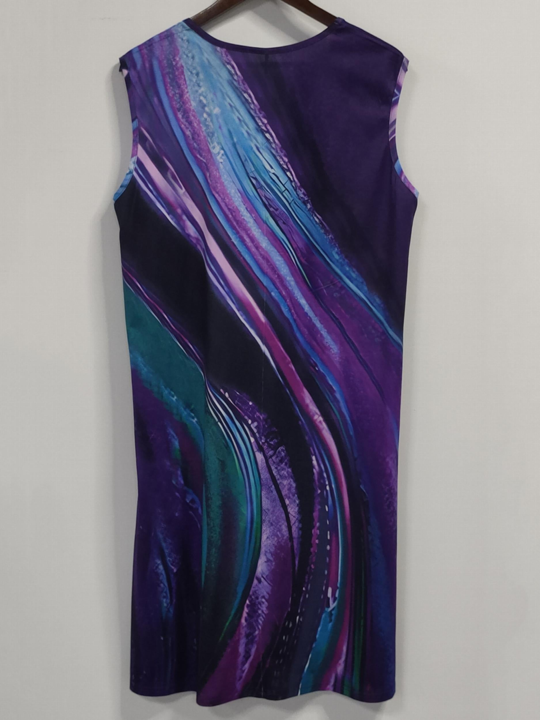 Women's Plus Random Print Tank Dress With Pockets