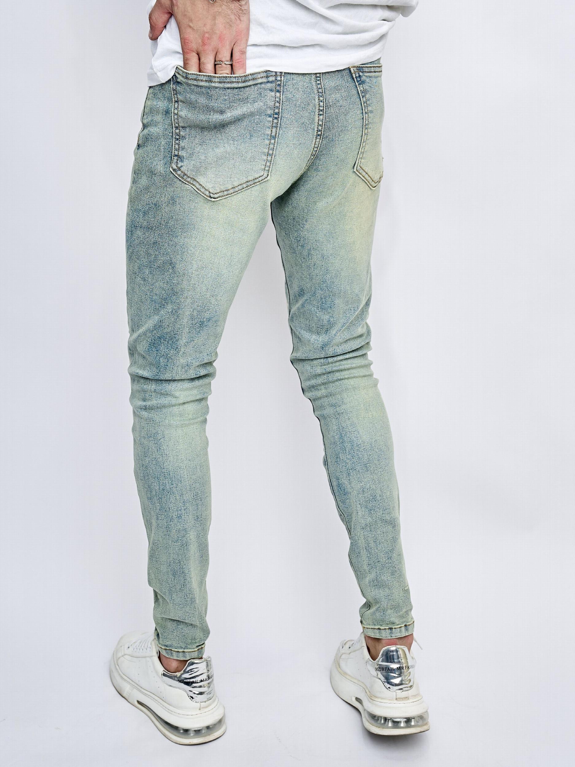 Slim Fit Ripped Jeans Men's Street Style Denim Pants