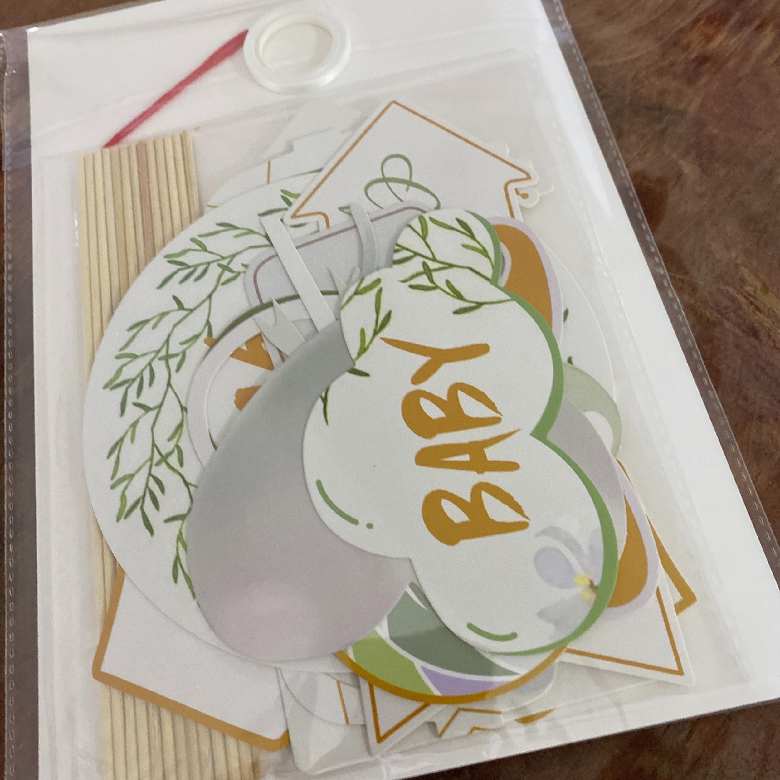 Golden Glitter Baby Shower Photobooth Prop Set