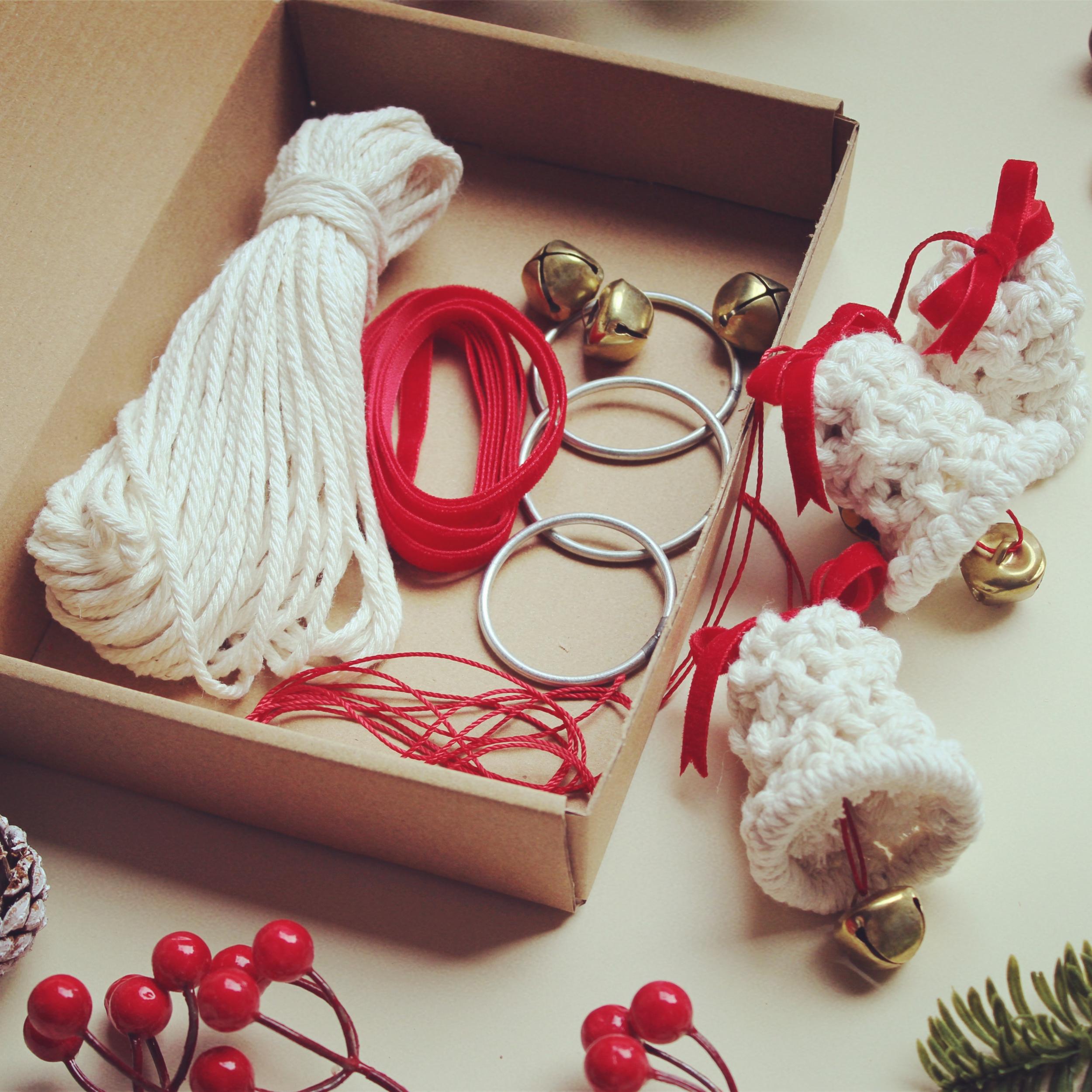 3pcs Macrame Jingle Bell DIY Kit Christmas Craft Set