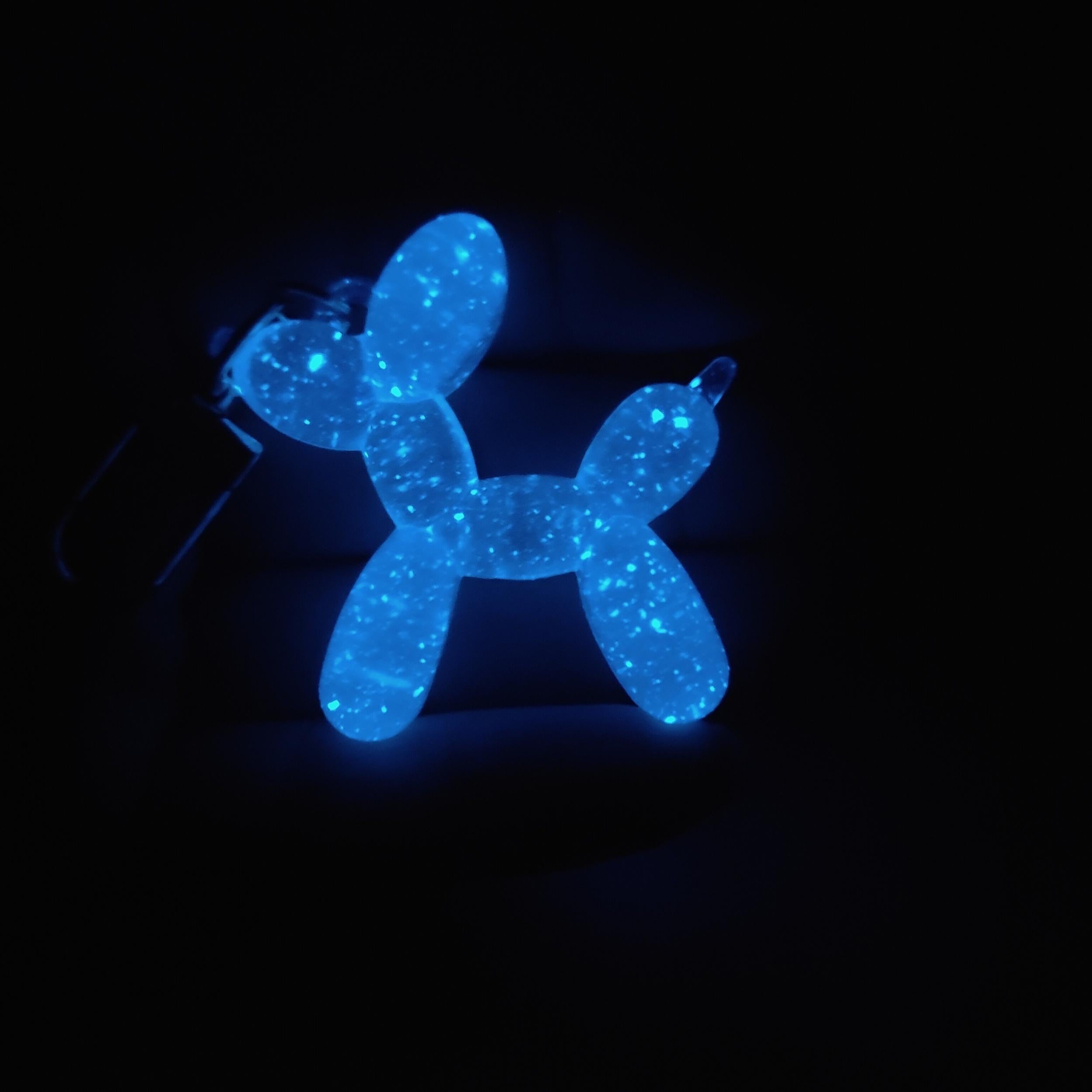 Luminous Balloon Dog Keychain Animal Key Ring Purse Bag Backpack Charm