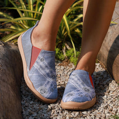 Women's ColorBlock Flat Canvas Shoes Slip On Low Round Toe Comfy Shoes