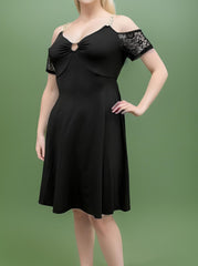  Cold Shoulder Chain Ring Decor Stretch Dress