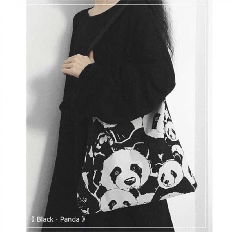 Panda Shoulder Bag Women Canvas Handbag Shopping Bag Tote Bag