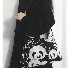 Panda Shoulder Bag Women Canvas Handbag Shopping Bag Tote Bag