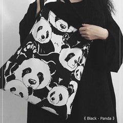 Panda Shoulder Bag Women Canvas Handbag Shopping Bag Tote Bag