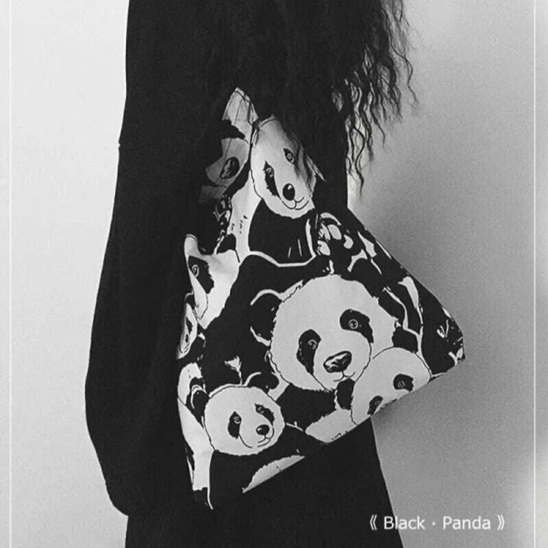 Panda Shoulder Bag Women Canvas Handbag Shopping Bag Tote Bag