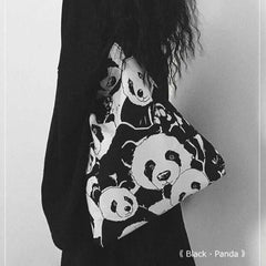 Panda Shoulder Bag Women Canvas Handbag Shopping Bag Tote Bag