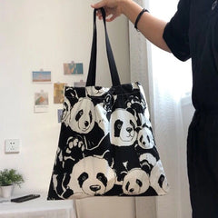 Panda Shoulder Bag Women Canvas Handbag Shopping Bag Tote Bag