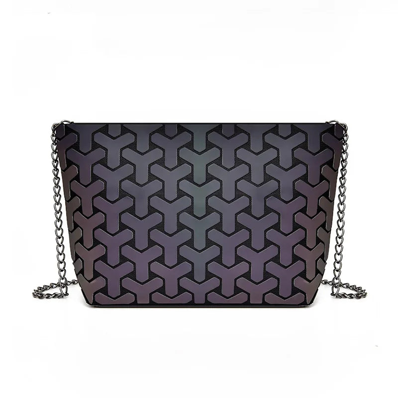 Women Small Chain Shoulder Bags Colorful Luminous Sequin Geometric Clutch