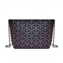 Women Small Chain Shoulder Bags Colorful Luminous Sequin Geometric Clutch