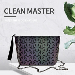 Women Small Chain Shoulder Bags Colorful Luminous Sequin Geometric Clutch