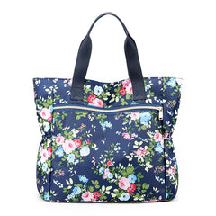 Floral Pattern Tote Bag Lightweight Nylon Beach Handbag Women's Shoulder Bag