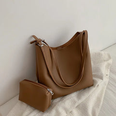Large-Capacity Bucket Bag Casual Shoulder Bag Texture Leather Crossbody Bags