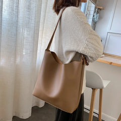 Large-Capacity Bucket Bag Casual Shoulder Bag Texture Leather Crossbody Bags