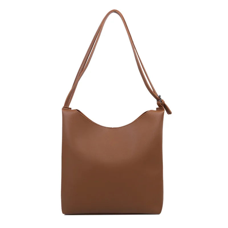 Large-Capacity Bucket Bag Casual Shoulder Bag Texture Leather Crossbody Bags
