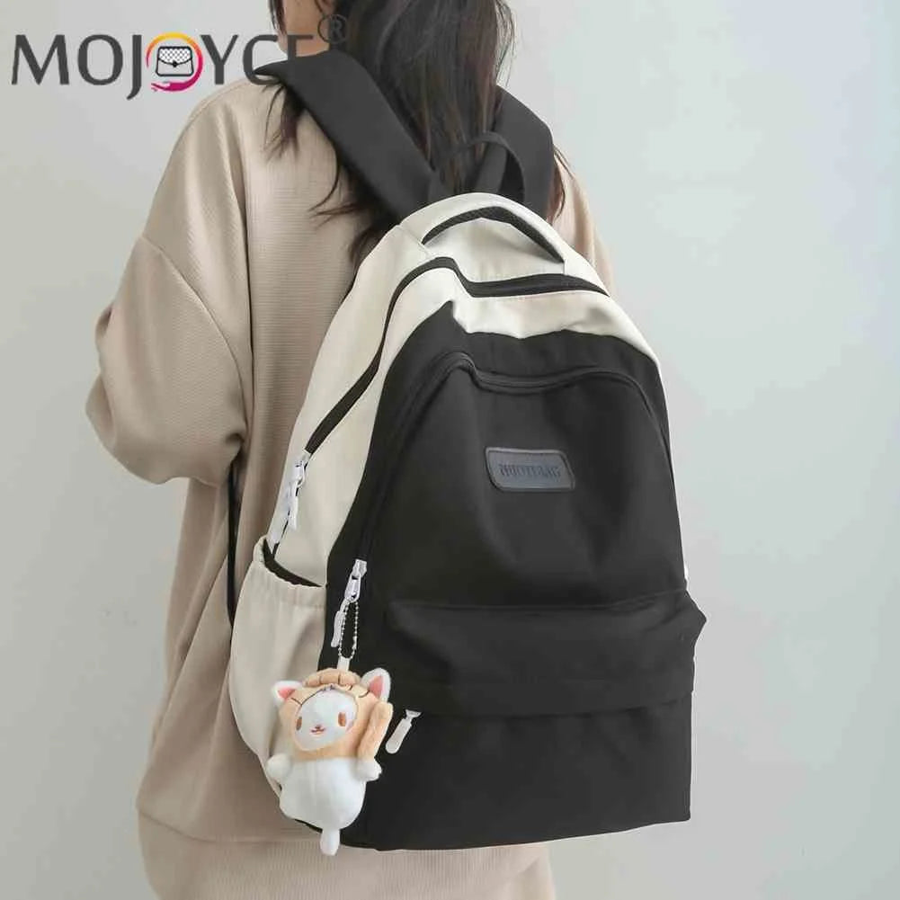 Fashionable Large Capacity Nylon Women's Backpack with Plush Pendant