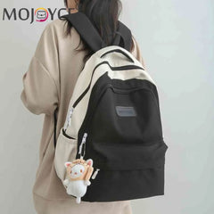 Fashionable Large Capacity Nylon Women's Backpack with Plush Pendant