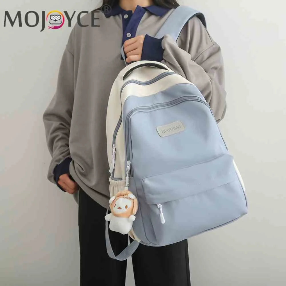 Fashionable Large Capacity Nylon Women's Backpack with Plush Pendant