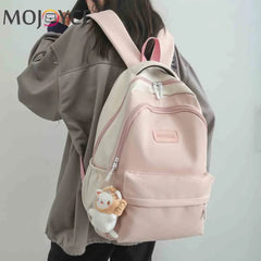 Fashionable Large Capacity Nylon Women's Backpack with Plush Pendant