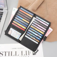 Men's Long Leather Wallet Cowhide Card Holder Handbag
