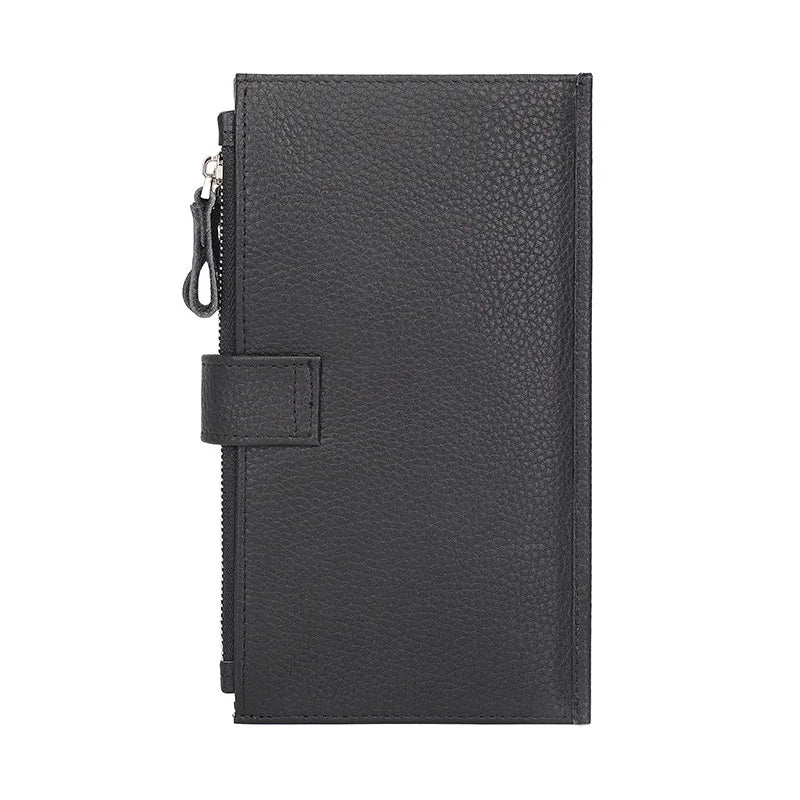 Men's Long Leather Wallet Cowhide Card Holder Handbag