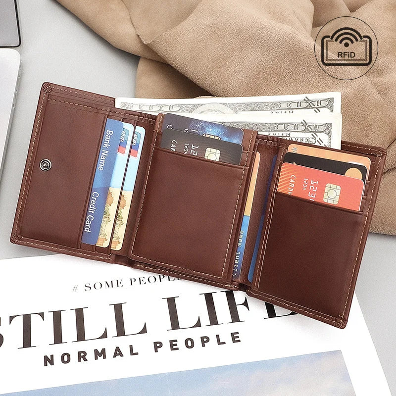 Men's RFID Leather Wallet with Money Clip