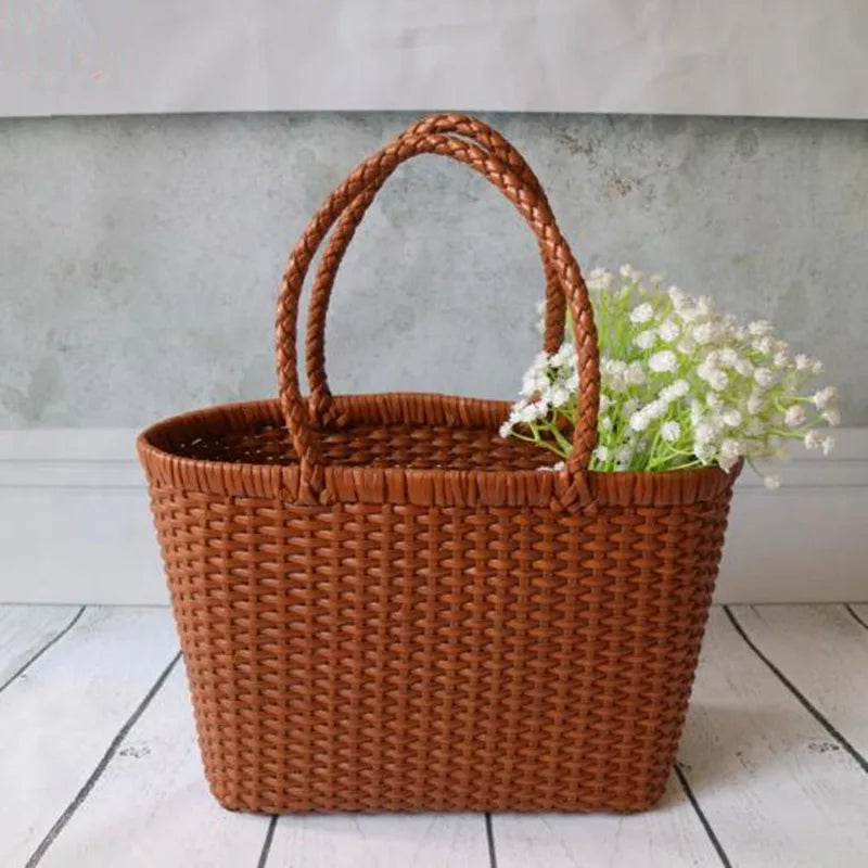 Retro Braided Leather Women's Shopping Bag