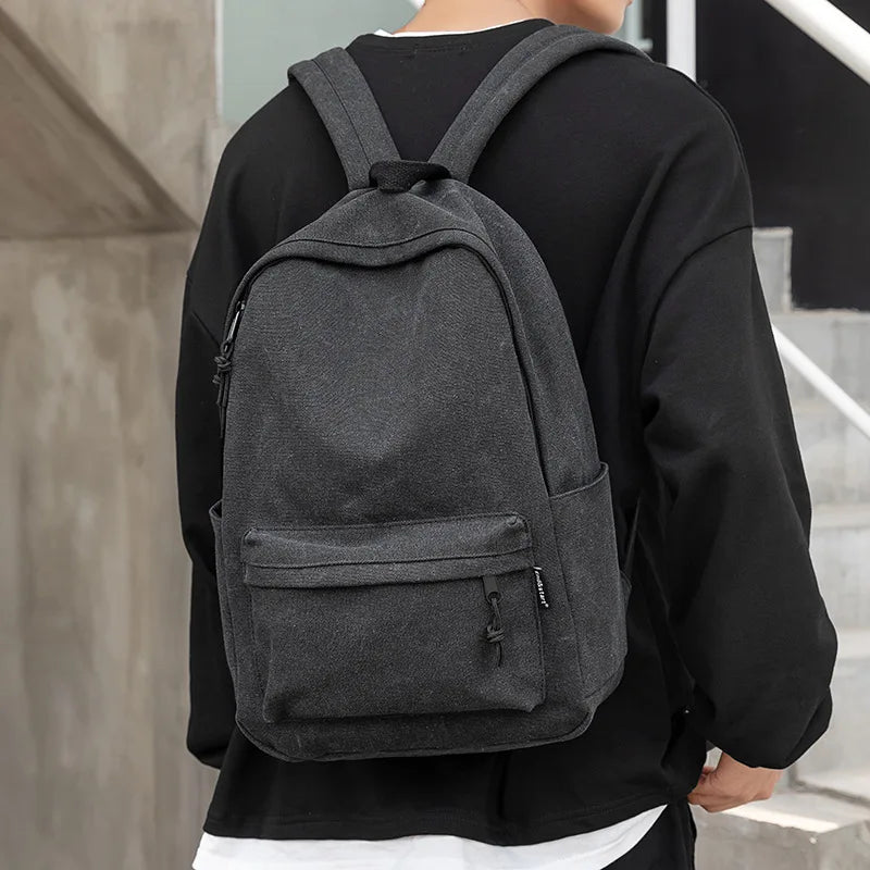 Men's Canvas Schoolbag Student Backpack